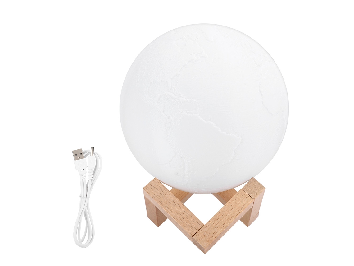 Lâmpada Terra 3d 2 Cores Luz Noturna Presente Natal Aniversário 15cm