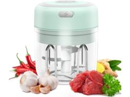 Mini Picador Elétrico de Alho Fatiador e Picador de Alimentos 250Ml Liquidificador para Carne/Legumes/Frutas Picadas/Cebola/Alho 100Ml Verde GERTIZ