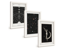 Composição De Quadros Sistema Solar, Figura Noturna Espelharte (3 Peças 20x30 Cm)