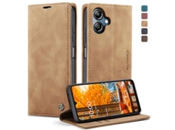 Capa Para Samsung Galaxy A07 Multifuncional Horizontal De Couro Marrom
