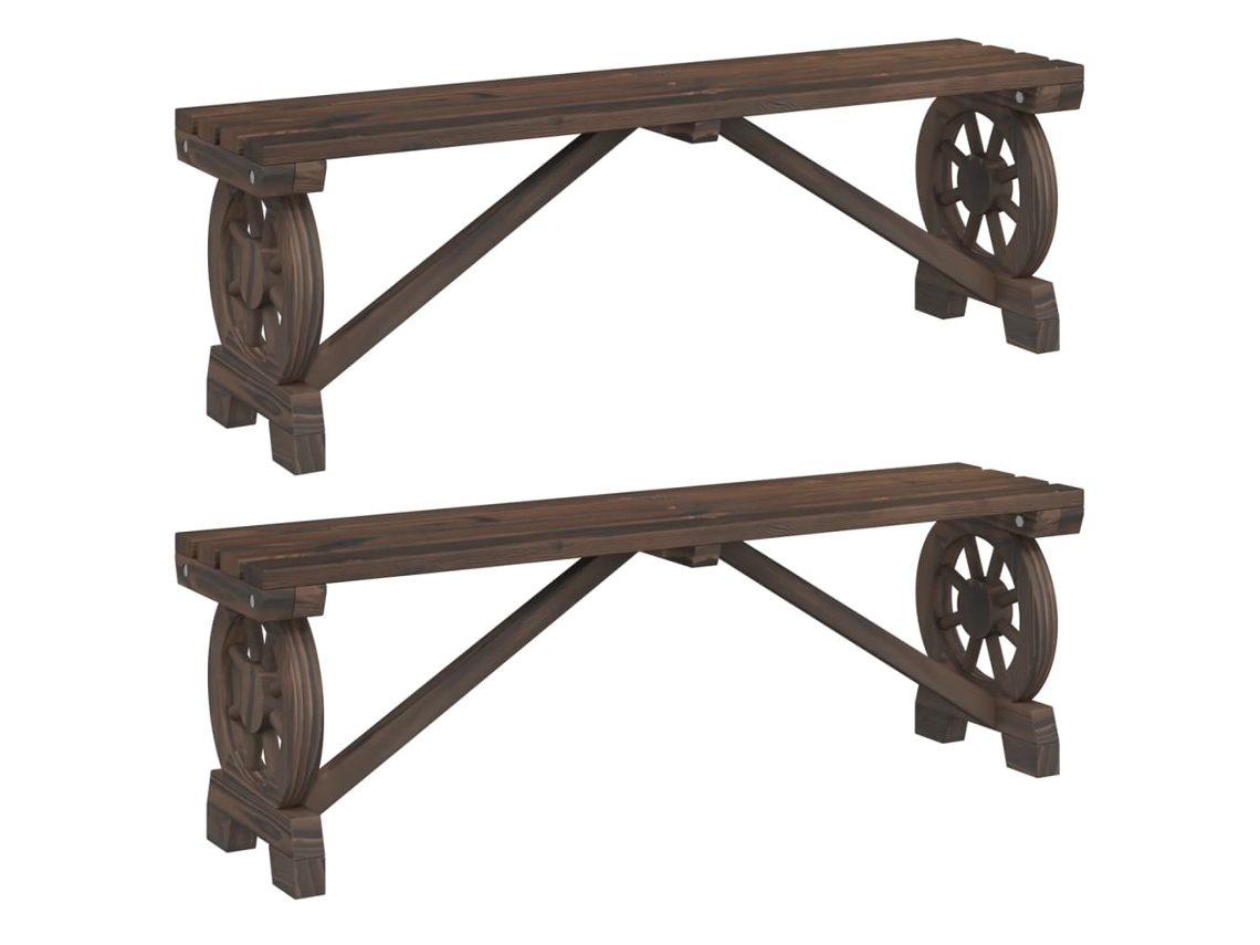 Maison Exclusive - Bancos De Jardim 2 Pcs Madeira De Abeto Maciça