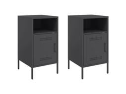 Mesas de Cabeceira 2 Pcs 36x39x68 Cm Aço Preto MAISON EXCLUSIVE
