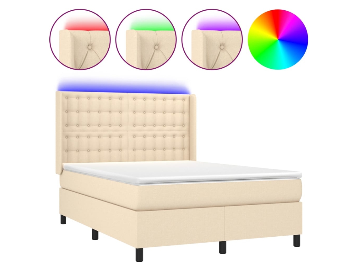 Box Spring Bed, Box Spring Beds Vidaxl Creme Tecido (140 X 190 Cm)