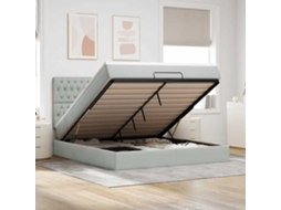 Vidaxl Estrutura Cama Otomana Colchões 180x200cm Veludo Cinzento Claro