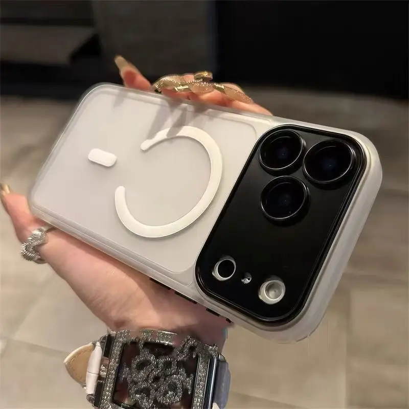 Capa Magnética Fosca Semitransparente À Prova De Choque (marrom Claro) Para Iphone Air Com Magsafe.