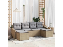 Vidaxl Conjunto De Jantar Para Jardim 6 Unid. Bege E Cinza Claro