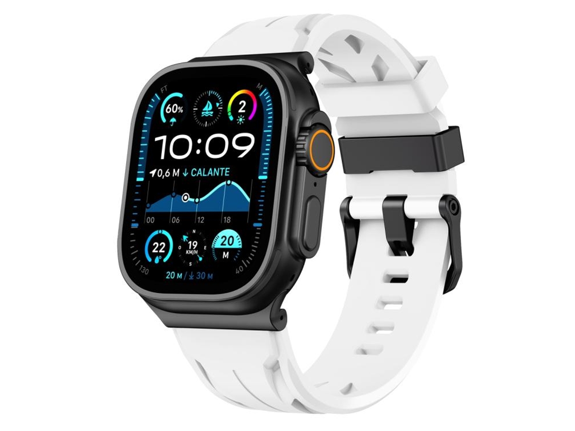 Bracelete para Apple Watch 46/49/45/44mm Silicone Preta com Fivela de Pino Starlight XIAOMOYU