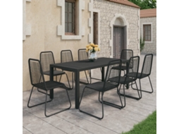 9 Pcs Conjunto De Jantar Para Jardim Vime De Pvc Preto Dkd Home Decor