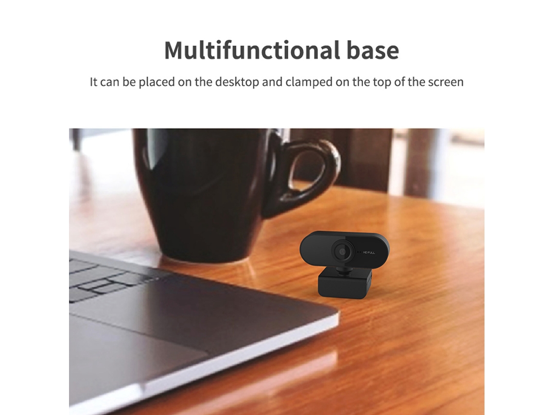 Câmera De Computador 1080p Com Microfone, Webcam Usb De Mesa, Unidade Gratuita Para Videochamada Brilvibera (preta)