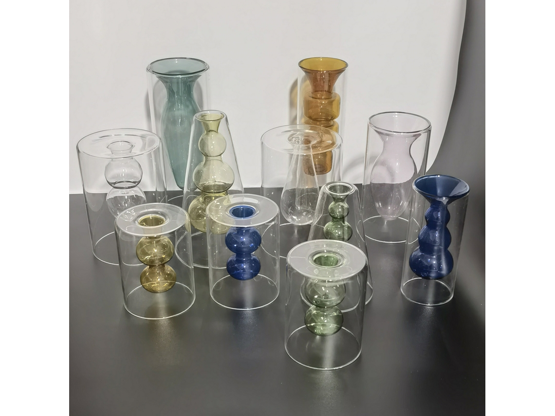 Vaso De Vidro De Design De Camada Dupla Estilo Nórdico Eoocoo