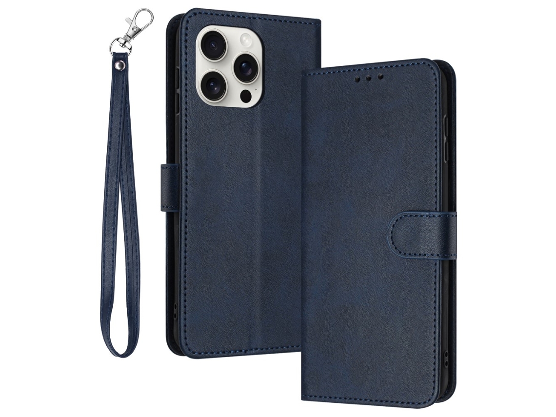 Capa Em Couro Pu Textura De Gémeo Para Apple Iphone 16 Pro Max - Safira