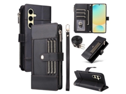 Alça Transversal Com Zíper E Bloqueio Rfid, Capa De Couro Para Celular