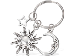 Chaveiro Com Design Delicado E Elegante Lua Estrela Sol Leve E Prático Prateado Em Aço Inoxidável Acessório