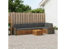 Vidaxl Conjunto De Sofá Sectional 7 Pcs Natural E Antracite