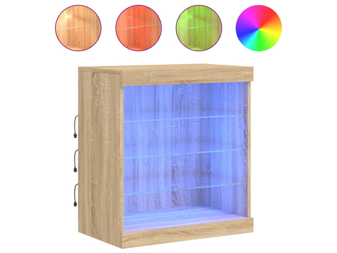 Aparador com Luzes Led 60,5x37x67 Cm Carvalho Sonoma MAISON EXCLUSIVE