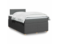 Vidaxl Cama Boxspring Com Colchão 120x190 Cm Tecido Cinzento-escuro
