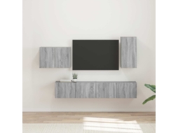 Vidaxl Conjunto De Gabinete De Parede Para Tv 4 Pcs Cinza Sonoma