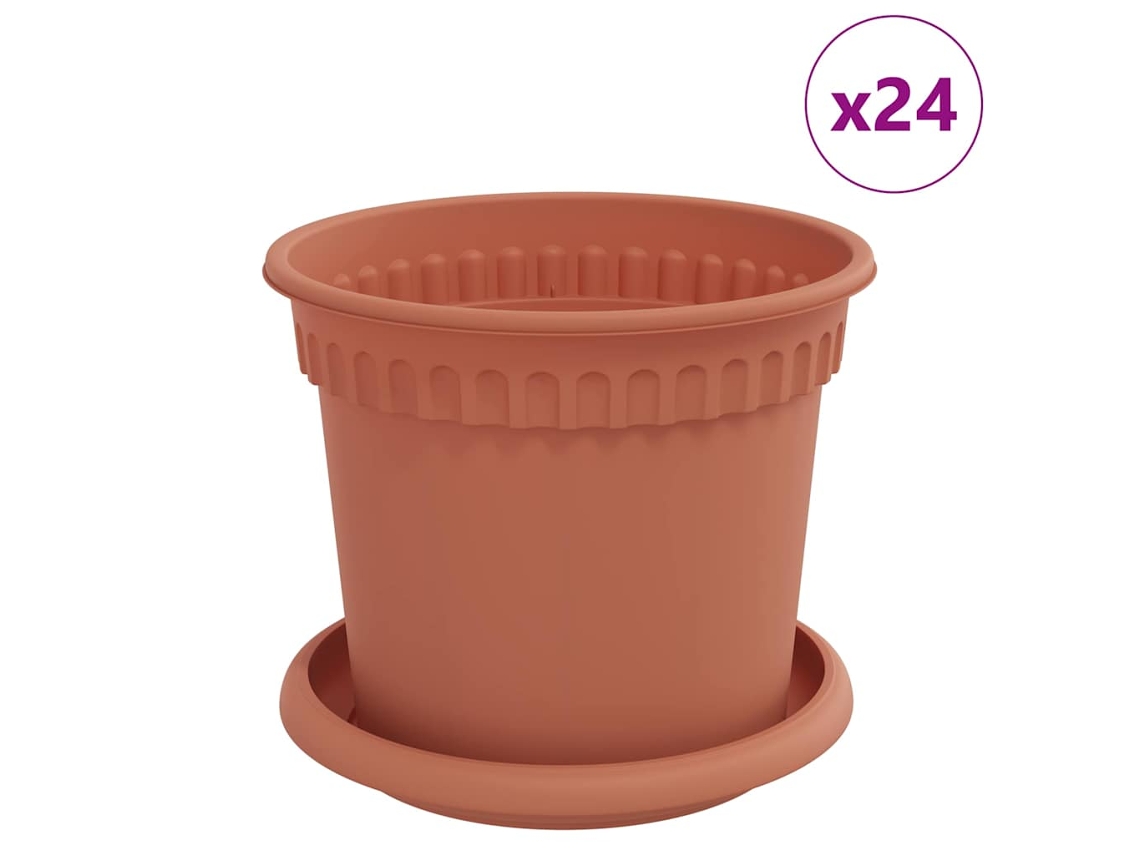 Vidaxl Vasos De Plantas 24 Pcs Vermelho Tijolo Ø 15 X 12 Cm Plástico