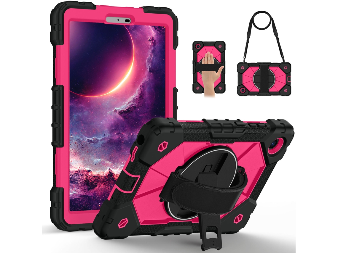 Capa Protetora Compatível Com O Tablet Lenovo Tab One/tab K9 8.7, Com Suporte Giratório E Proteção Contra Quedas.rosa Negra Vermelha Ushion