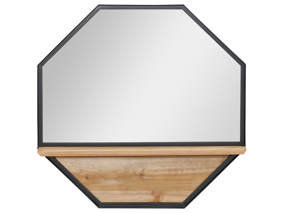 Espelho de Parede Mdf, Vidro e Metal Cor Preto e Madeira 61x8.4x61 cm Homcom
