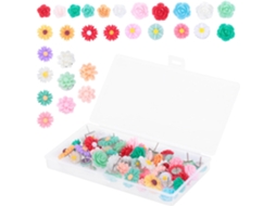 Alfinetes De Resina E Metal Em Formato Flor, Com Design Criativo De Rosas E Margaridas, Pacote Com 50 Unidades, Leves E