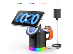Suporte De Carregador 3 Em 1 Para Magsafe: Estação De Carregamento Sem Fio Dobrável Com Luzes Noturnas - Base De Carregador Magnético Para I