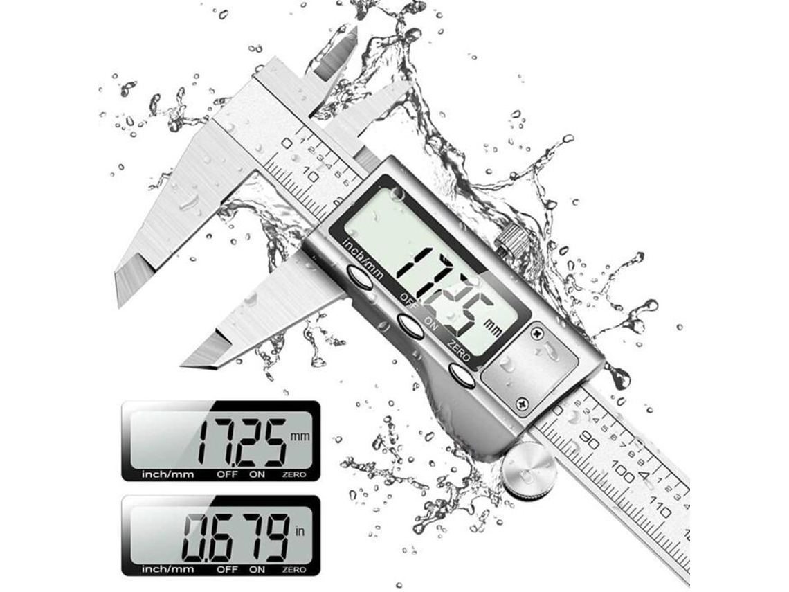 Paquímetro Digital, 150 Mm Em Aço Inoxidável Com Visor Lcd Grande E Precisão Ajustável De 0,01 Mm E Conversão De Mm/polegada