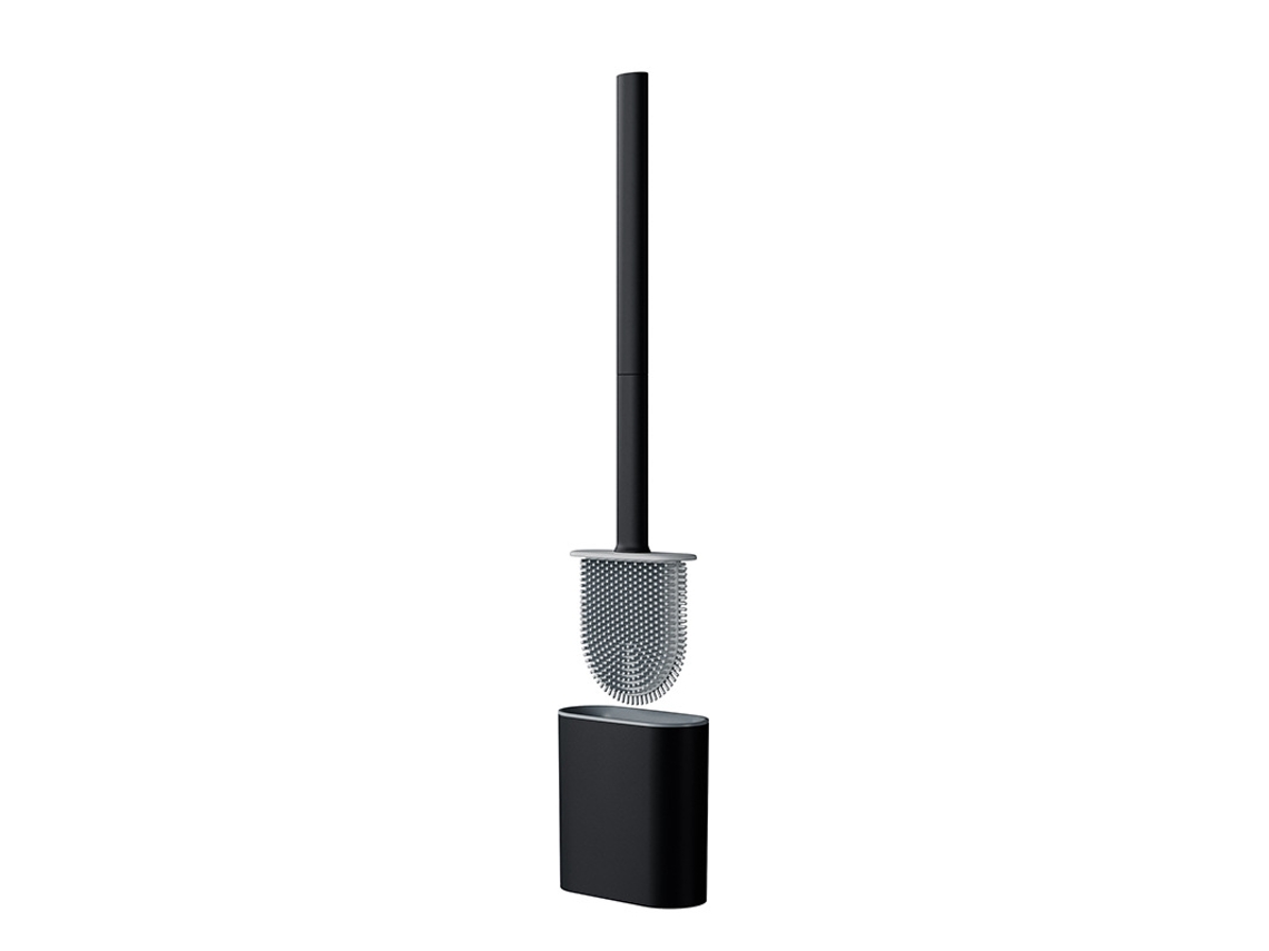Escova de banho de silicone preta com cabo ZYBLSSBB