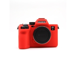Capa Silicone HEXINYIGJLY para Sony A7rm5/a7rvleve, Acesso Total, Tripé, Proteção Impactos Vermelho