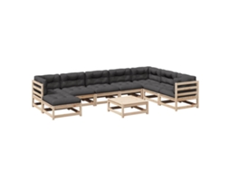 Conjunto 9 Sofás de Jardim com Almofadões Pinho VIDAXL Maciço