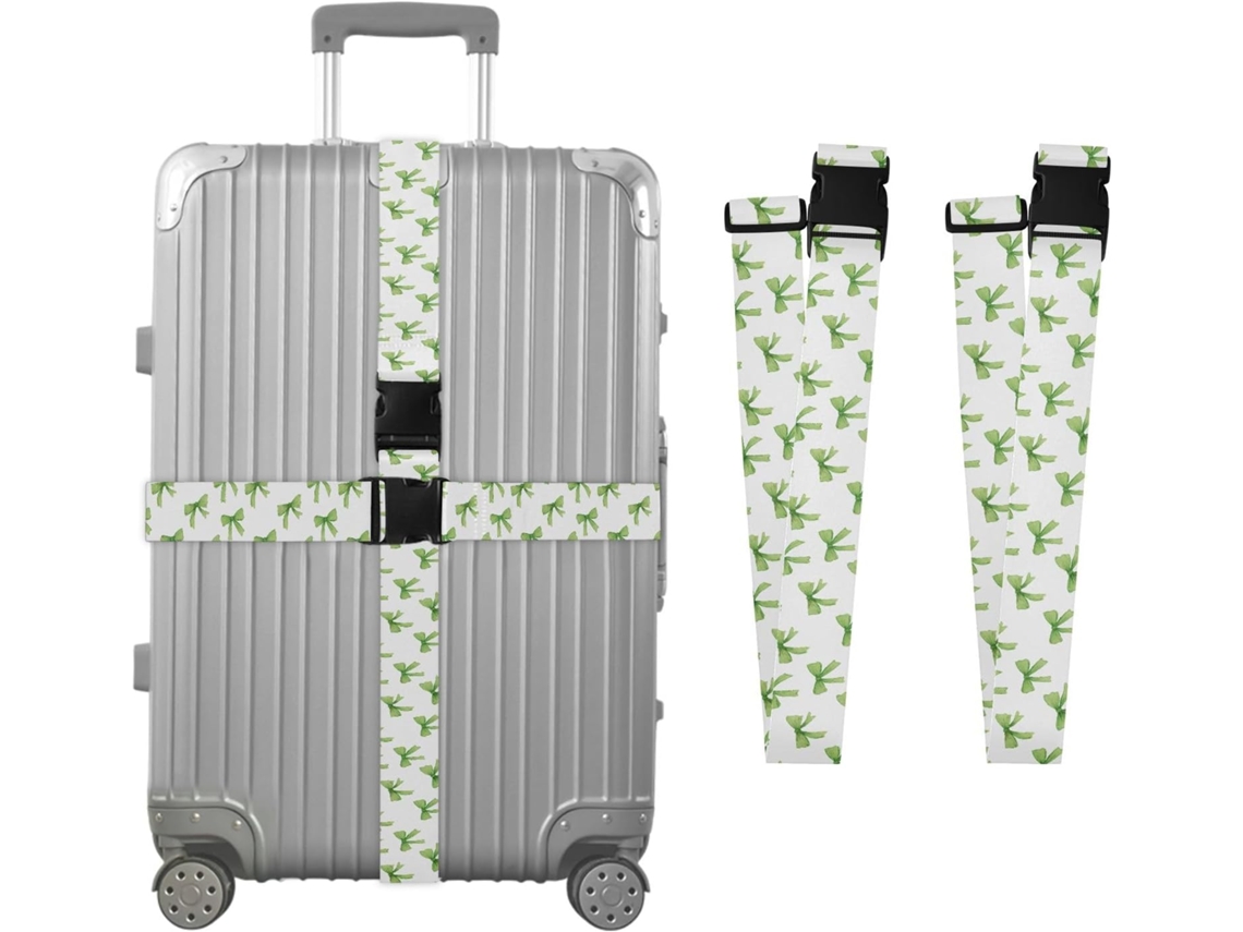 Conjunto De 2 Cintas Bagagem Com Estampa Aquarela Verde, Ideais Para Malas De Viagem, Acessórios Para Bagagem