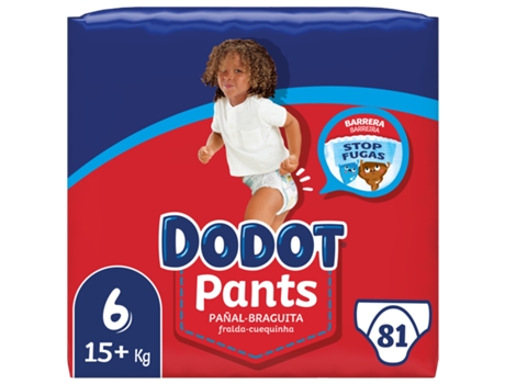 Fraldas Cueca DODOT Pants (Tam: 6 - 15kg+ - 81 Unidades - Pack 3x27 Unidades)