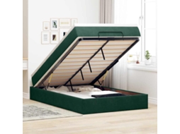 Vidaxl Estrutura De Cama Otomana Com Colchão Verde Escuro Veludo