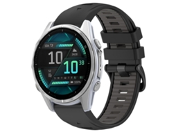 Bracelete para Garmin Fenix 8 Amoled XIAOMOYU em Silicone com Fivela de Aço Duas Cores (43mm) Preto + Cinza