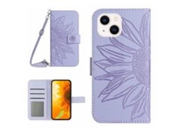 Capa Pega Para Iphone 15 Pele Sintética Roxo