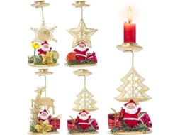 Portavelas Papá Noel De Hierro Forjado Decoración Navideña Interior Mesa Fiesta Invierno