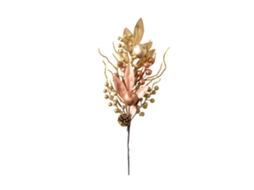 Buquê Flores Simuladas Decorativo Natal Festa 45cm Dourado