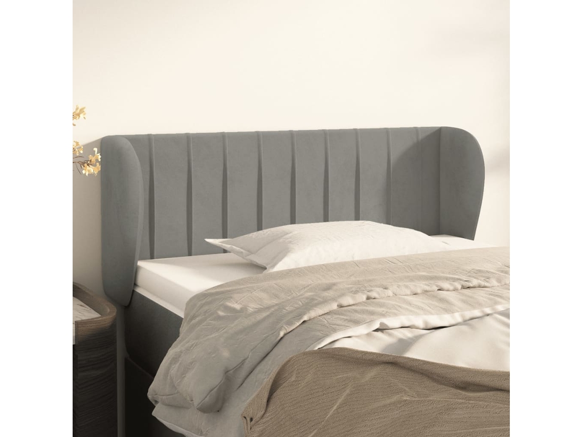 Vidaxl Cabeceira De Cama C/ Abas Veludo 93x23x78/88 Cm Cinzento-claro