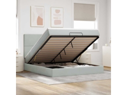 Vidaxl Estrutura Cama Otomana Colchões 160x200cm Veludo Cinzento Claro