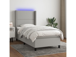 Vidaxl Cama Box Spring C/ Colchão E Led 100x200 Cm Tecido Cinza-claro
