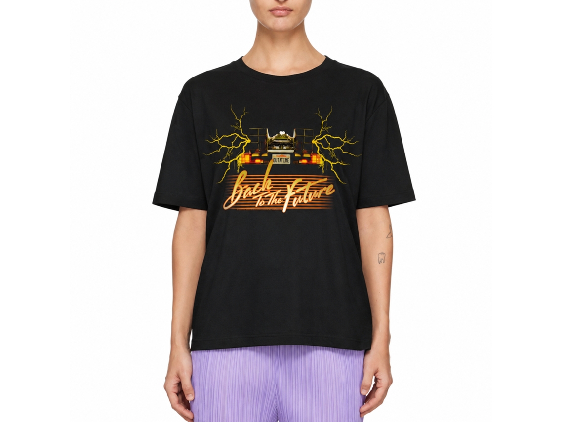 Rockinstone Back To The Future Movie Yellowcar Black Adult T-shirt Size:xxxl