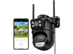 Câmera De Segurança Wifi Exterior 2k,câmera Ip Ptz Externa 6mp Com Duas Lentes,visão Noturna Colorida,armazenamento Em Sd/nuvem Btforus