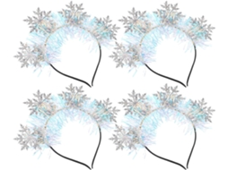 Conjunto De 4 Tiaras Com Glitter Em Formato De Floco De Neve, Tiaras Decorativas Para Meninas.