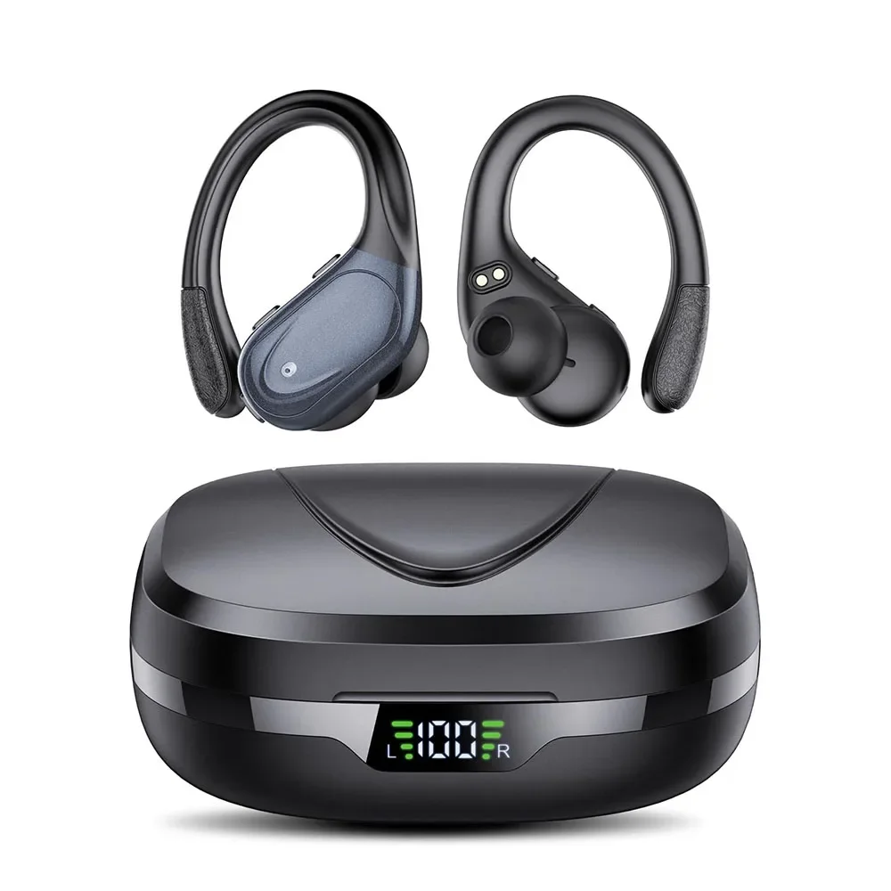 FONES DE OUVIDO ESPORTIVOS TWS MDUG com microfone, cancelamento de ruído e resistência à água (preto)