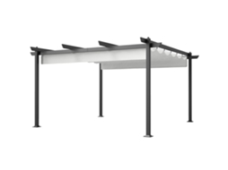 Gazebo Pergola 4x4 M With Tettuccio Retrattile. 8 Viti Is 8 Picchetti In Aluminum. Polyester Is Metal. White