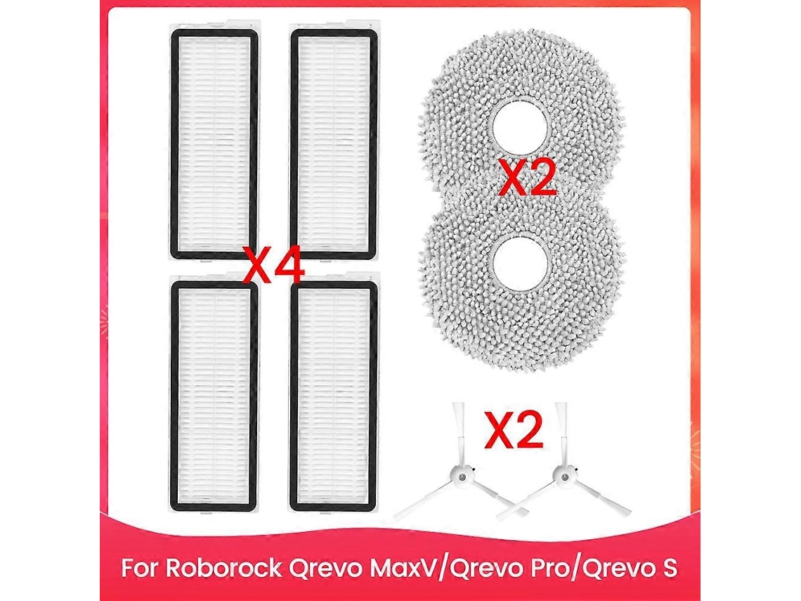 Kit De Acessórios Para Aspirador Robô Roborock Qrevo Maxv/qrevo Pro/qrevo S: Peças De Reposição, Incluindo Panos De Limpeza E Filtros Hepa._ozo