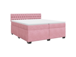Cama com Molas/colchão 200x200 Cm Veludo Rosa MAISON EXCLUSIVE
