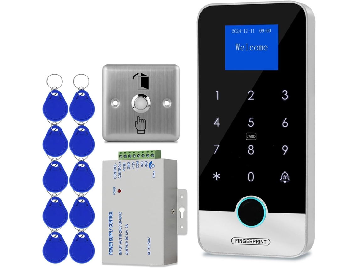 Kit de sistema de controle de acesso Bluetooth, fechadura de porta com toque RFID, controlador de controle de acesso inteligente por impressão digital