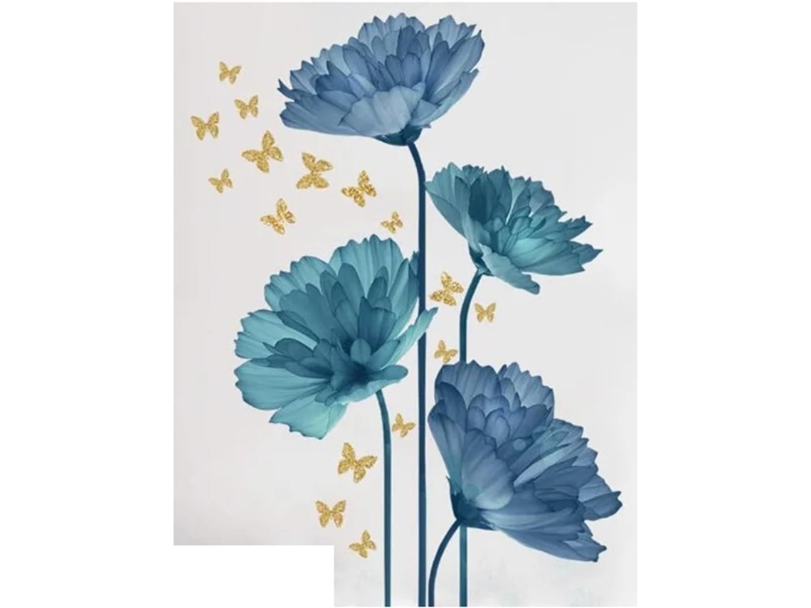 Adesivo De Parede Com Flores Azuis Para Decoração De Sala De Estar, Quarto E Casa. Adesivos Autoadesivos Para Decoração.