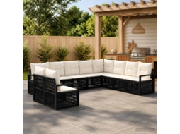 Vidaxl Conjunto De Sofá De Jardim 10 Unid. Preto Vime Pe